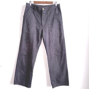 Big Bud Press grey gray Wide Straight Leg Cotton Twill Utility Work Pants medium